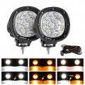 Auxbeam 4 Inch Round Offroad Light 90w Led Amber White Spot Strobe Pods With 6 Modes Dual Color Flashing Driving Fog Lights Bar 