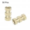 Uxcell Knurled Insert Nuts 50pcs M3 X 10mm L 5mm Od Thread Printing Brass Female Threadeds Heat Set Insert Embedment