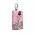 Leadigol Car Leather Key Bag Case Holder Fob Protector Crystal Diamondchains Cover Flower Key Storage Zipper 