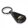 Ipick Image For Chevrolet Silverado Real Black Carbon Fiber Gunmetal Teardrop Key Chain Keychain Official Licensed