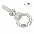 Uxcell M10x50 3 8 X2 Stainless Steel Eye Bolts Threaded Screw Eyebolt Shoulder Ring With Nuts Washers For Lifting Hanging 2 Set