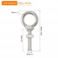 Uxcell M10x50 3 8 X2 Stainless Steel Eye Bolts Threaded Screw Eyebolt Shoulder Ring With Nuts Washers For Lifting Hanging 2 Set
