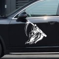 Grim Reaper Scythe Car Sticker Universal Adhesive Decorative White