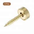 Uxcell 4pcs Brass Decorative Screws With Caps 12 Mm Mirror Cover Self-tapping For Furniture Fixing Gold