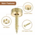 Uxcell 4pcs Brass Decorative Screws With Caps 12 Mm Mirror Cover Self-tapping For Furniture Fixing Gold