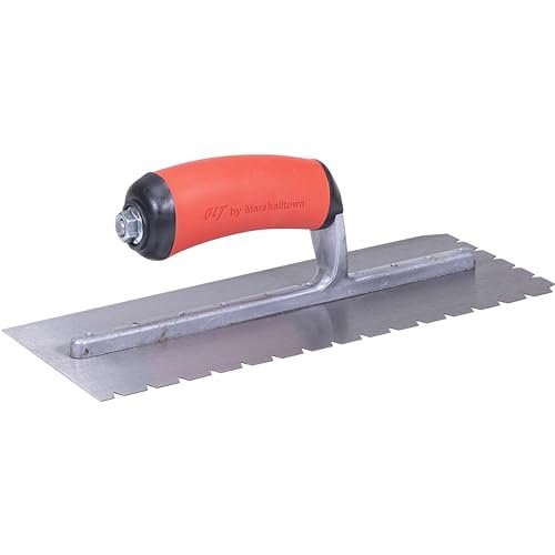 Marshalltown Qlt Notched Trowels Riveted 11 X 4-1 2 Soft Grip Handle Flat-v Notch 6mm Y-notch 4 5mm X-notch 13mm Z-notch