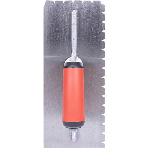 Marshalltown Qlt Notched Trowels Riveted 11 X 4-1 2 Soft Grip Handle Flat-v Notch 6mm Y-notch 4 5mm X-notch 13mm Z-notch