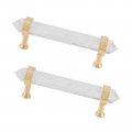 Rockcloud Pack Of 2 Rock Quartz Crystal Point Stone Drawer Pulls With Screws Cabinet Knobs Cupboard Door Handles For Home 