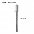 Uxcell Metric Thread Tap M14 X 1 H2 130mm Extra Long Straight Flute Screw Milling Machine Taps Threading Tapping Repair Tool