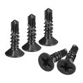 6 X 1 2 Sheet Metal Screws 80pcs 410 Stainless Steel Fast Self Tapping Flat Head Phillips Drive Drilling Black Oxide 