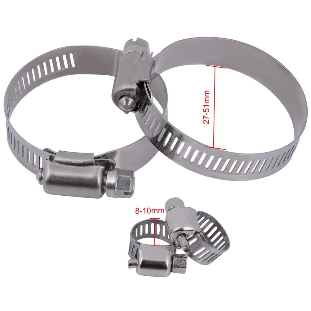 Universal Oil Radiator Hose Clamps Kit 8-10mm 27-51mm 4pcs Clamp Replacement