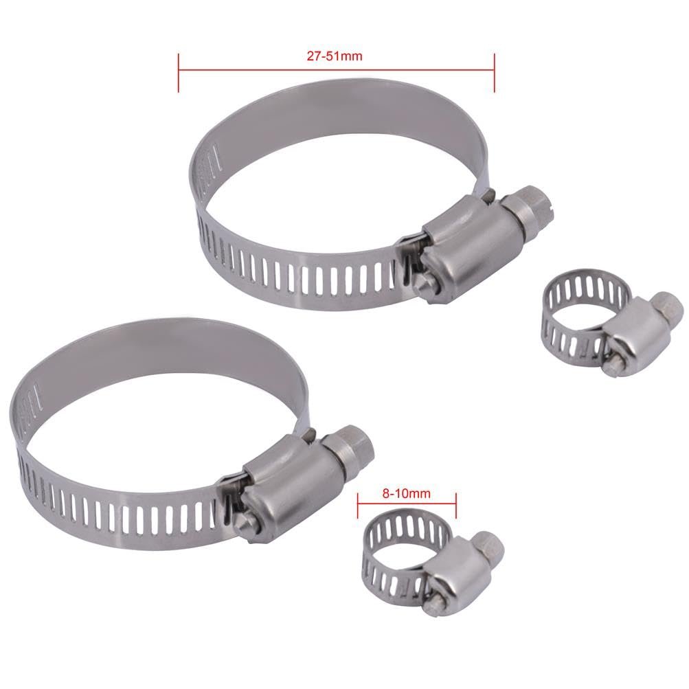 Universal Oil Radiator Hose Clamps Kit 8-10mm 27-51mm 4pcs Clamp Replacement