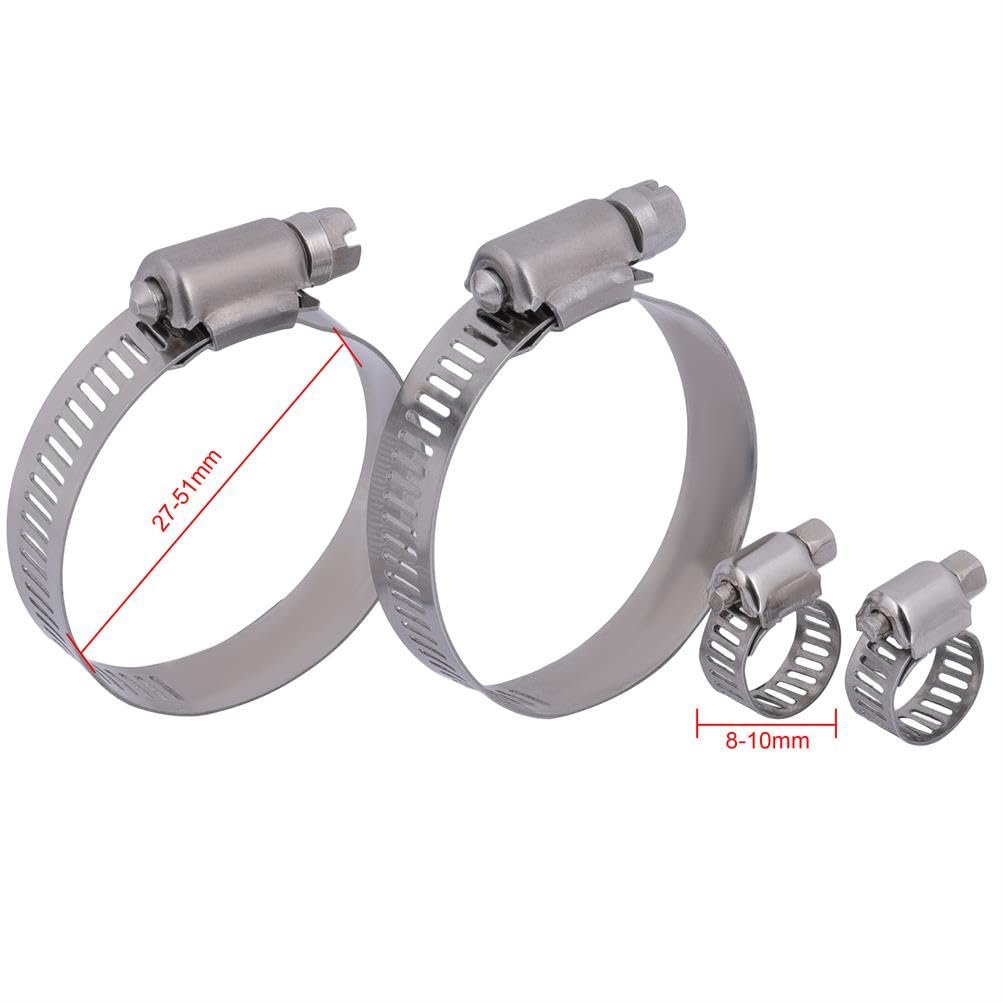 Universal Oil Radiator Hose Clamps Kit 8-10mm 27-51mm 4pcs Clamp Replacement