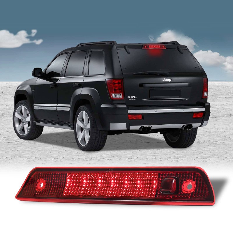 High Mount 3rd Brake Light For 2005 To 2010 Jeep Grand Cherokee Center Cargo Rear Led Stop Bar Red Waterproof Plug And Play