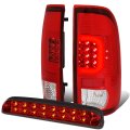 Chrome Housing Red Lens 3d Led Bar Tail Lights And Dual Row 3rd Brake Light For Ford Super Duty F-250 F-350 F-450 F-550 2008 To 
