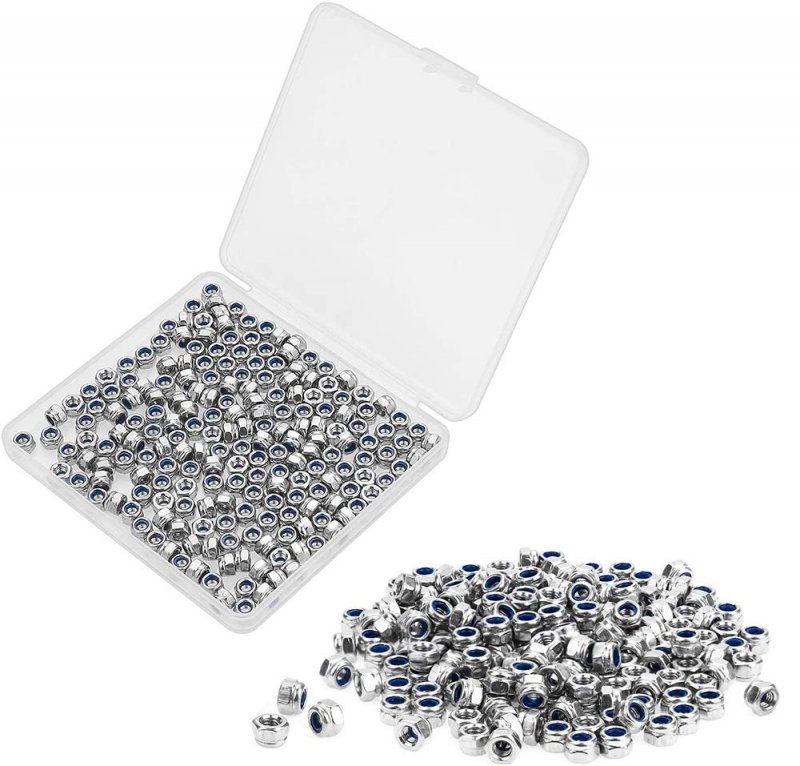 200 Pieces M3 X 0 5mm 304 Stainless Steel Self Lock Nylon Inserted Hex Nuts Silver Tone Coarse Thread Fasteners