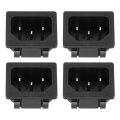 C14 Panel Mount Plug Adapter Ac 250v 10a 3 Pins Iec Inlet Power Connector Socket Straight 4pcs 