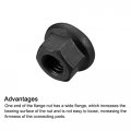Uxcell M8 Flange Hex Nuts 2pcs Grade 10 9 Carbon Steel Black Oxide Finished For Machinery