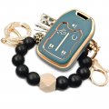 Rfsrz Smart Soft Tpu Key Fob Case With Gold Chain And Leopard Print Bracelets Holder Compatible For 2017-2022 Gmc Acadia 