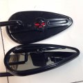 Smt-black Aluminum Skull Mirrors Compatible With Low Glide Touring Road King Cvo Flhrse4 B017qp6kzu