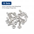 Uxcell M8x20mm T Slot Drop-in Bolt And M8 Hexagon Flange Nut Set 10 Sets Hammer Head-bolt T Shape Stud Sliding Screw For 40