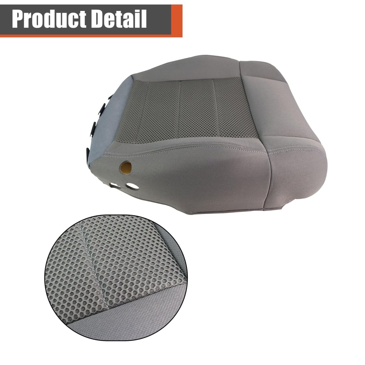 Front Passenger Side Bottom Seat Cover Replacement For Wrangler 2007-2012 Gray Cloth Custom Fit Right