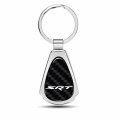 Ipick Image Compatible With Srt Logo Real Black Carbon Fiber Chrome Metal Teardrop Key Chain For Dodge Jeep
