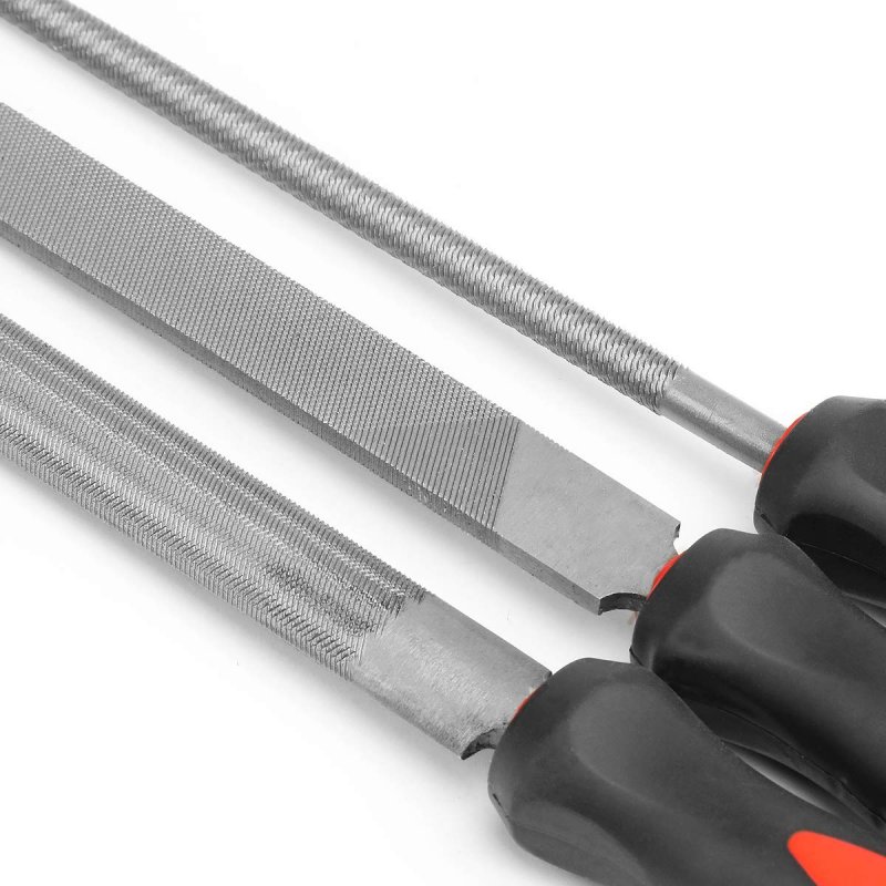 Dna Motoring Tools-00097 9 Piece Needle File Set High Carbon Steel With Rubberized Nonslip Grips 1 Red Black
