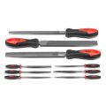 Dna Motoring Tools-00097 9 Piece Needle File Set High Carbon Steel With Rubberized Nonslip Grips 1 Red Black 