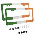 Foruidea Reland Vintage Flag Irish Emblem Matte Aluminum License Plate Frame With Black Screw Capsi 2pcs 2 Holes Licensess