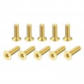 Uxcell Flat Head Socket Cap Screws M3-0 5 X 12mm Brass Inner Hex Drive Fasteners Bolts 24pcs
