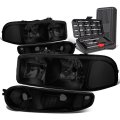 Tinted Housing Clear Corner Headlight W Bumper Lamps Tool Kit Compatible With Gmc Sierra 1500 Yukon Xl Denali 01-07