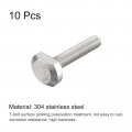 Uxcell T-slot Bolts 10pcs M6x30mm Slot Drop-in Stud Sliding 304 Stainless Steel Shape Screws For T Track