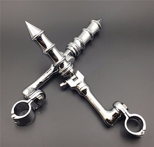 Chrome Long Angled Adjustable Peg Mounting Kit Bamboo Style Foot For Goldwing Vtx1300 Shadow Valkyrie Triumph With 1-1 2 Inch
