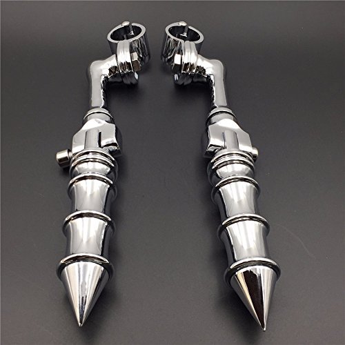 Chrome Long Angled Adjustable Peg Mounting Kit Bamboo Style Foot For Goldwing Vtx1300 Shadow Valkyrie Triumph With 1-1 2 Inch