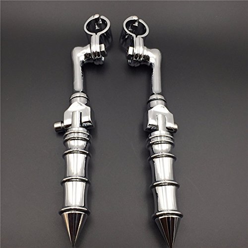 Chrome Long Angled Adjustable Peg Mounting Kit Bamboo Style Foot For Goldwing Vtx1300 Shadow Valkyrie Triumph With 1-1 2 Inch