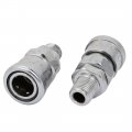 A Pneumatic Air Compressor Accessory Push In Quick Coupler Socket Silver Tone 2pcs 