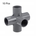 Uxcell 5-way Elbow Pvc Pipe Fitting Furniture Grade 25mm Size Tee Corner Fittings Gray 10pcs