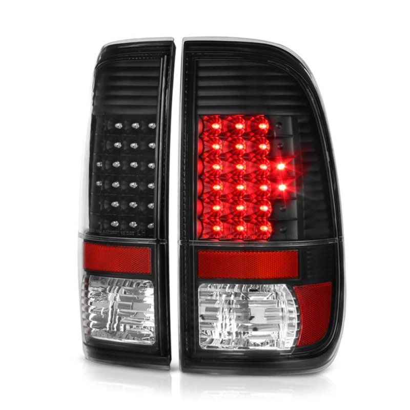 1997-2003 Ford F150 1999-2007 F250 F350 Super Duty Black Bezel Led Tail Light Housing Lamp Assembly Driver And Passenger Side