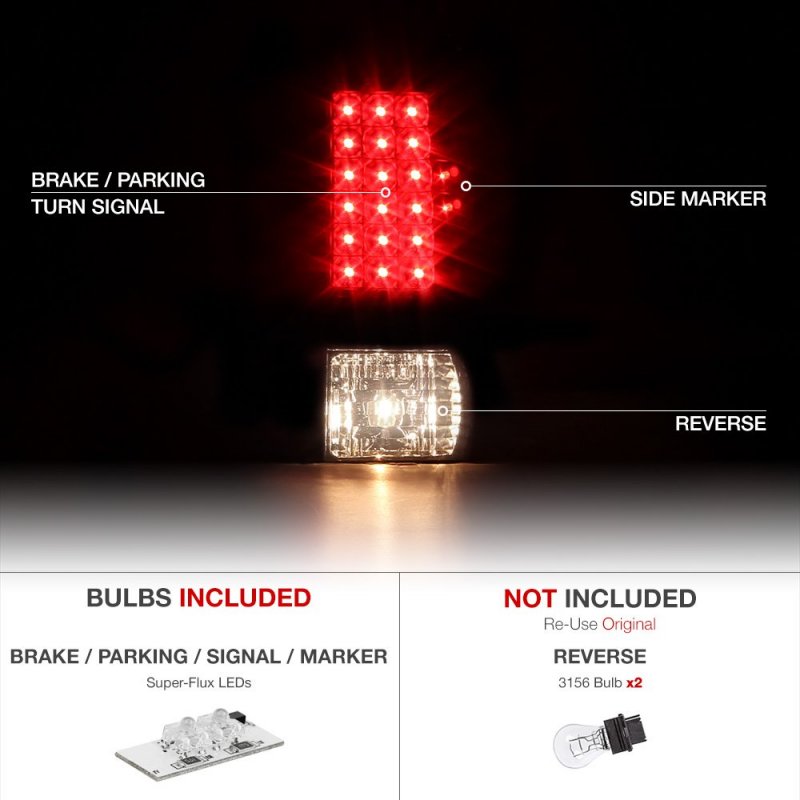 1997-2003 Ford F150 1999-2007 F250 F350 Super Duty Black Bezel Led Tail Light Housing Lamp Assembly Driver And Passenger Side