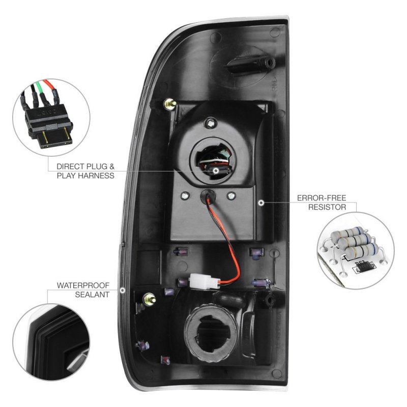 1997-2003 Ford F150 1999-2007 F250 F350 Super Duty Black Bezel Led Tail Light Housing Lamp Assembly Driver And Passenger Side