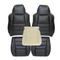 Secos 5pcs Driver Passenger Side Bottom Top Replacement Seat Cover Foam Black For F250 F350 F450 F550 Lariat Super Duty Xlt 