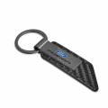 Ipick Image Compatible With Ford Fusion Gunmetal Black Gray Metal Carbon Fiber Texture Leather Key Chain