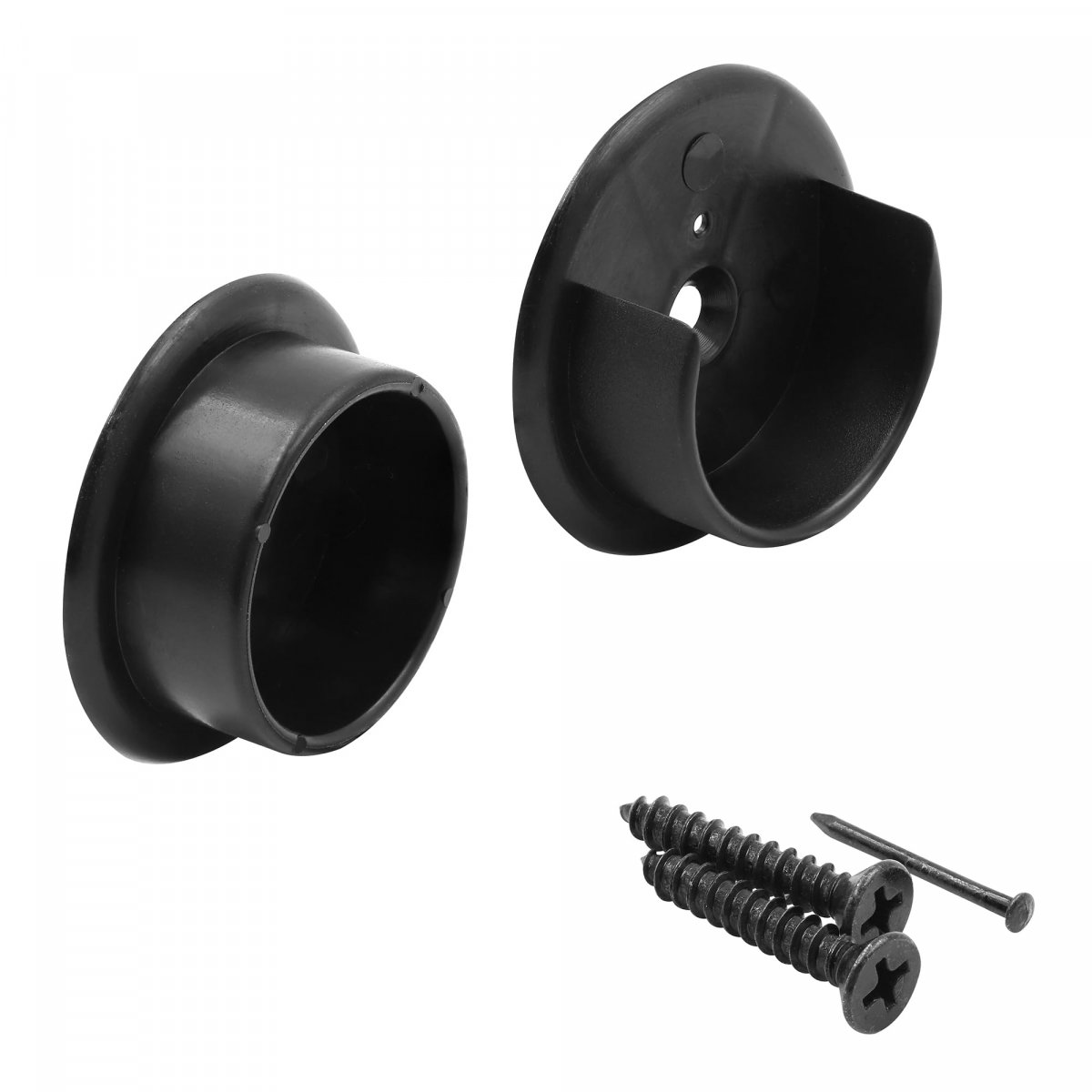 Plastic Closet Pole Sockets For 1 3 8 In Diameter Poles Matte Black N 65688 Set