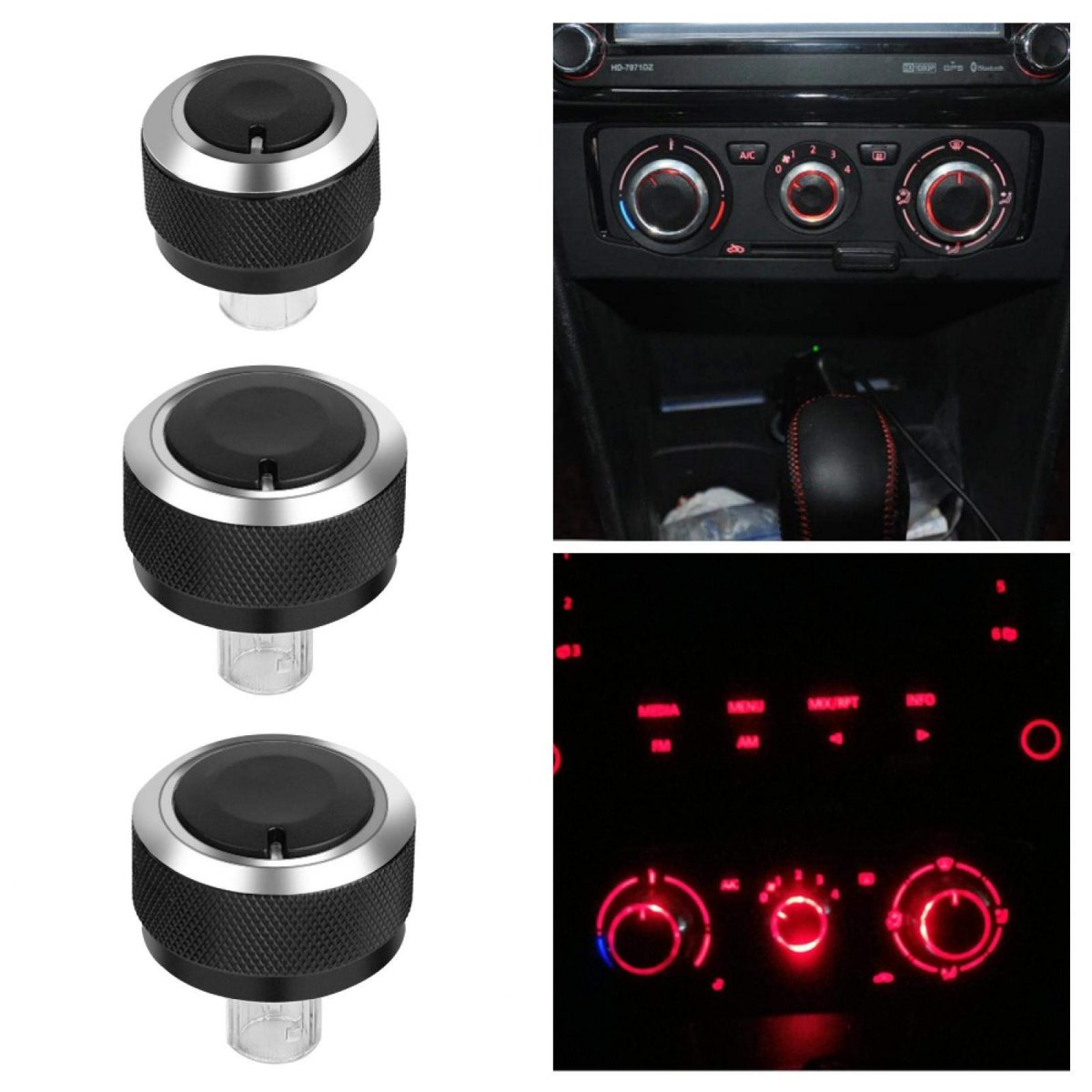 3pcs Temperature Control Knob Car Air Conditioning Heat Switch Center Console Ac Climate Button For Mk5 2005-2009 2005-2010 B6
