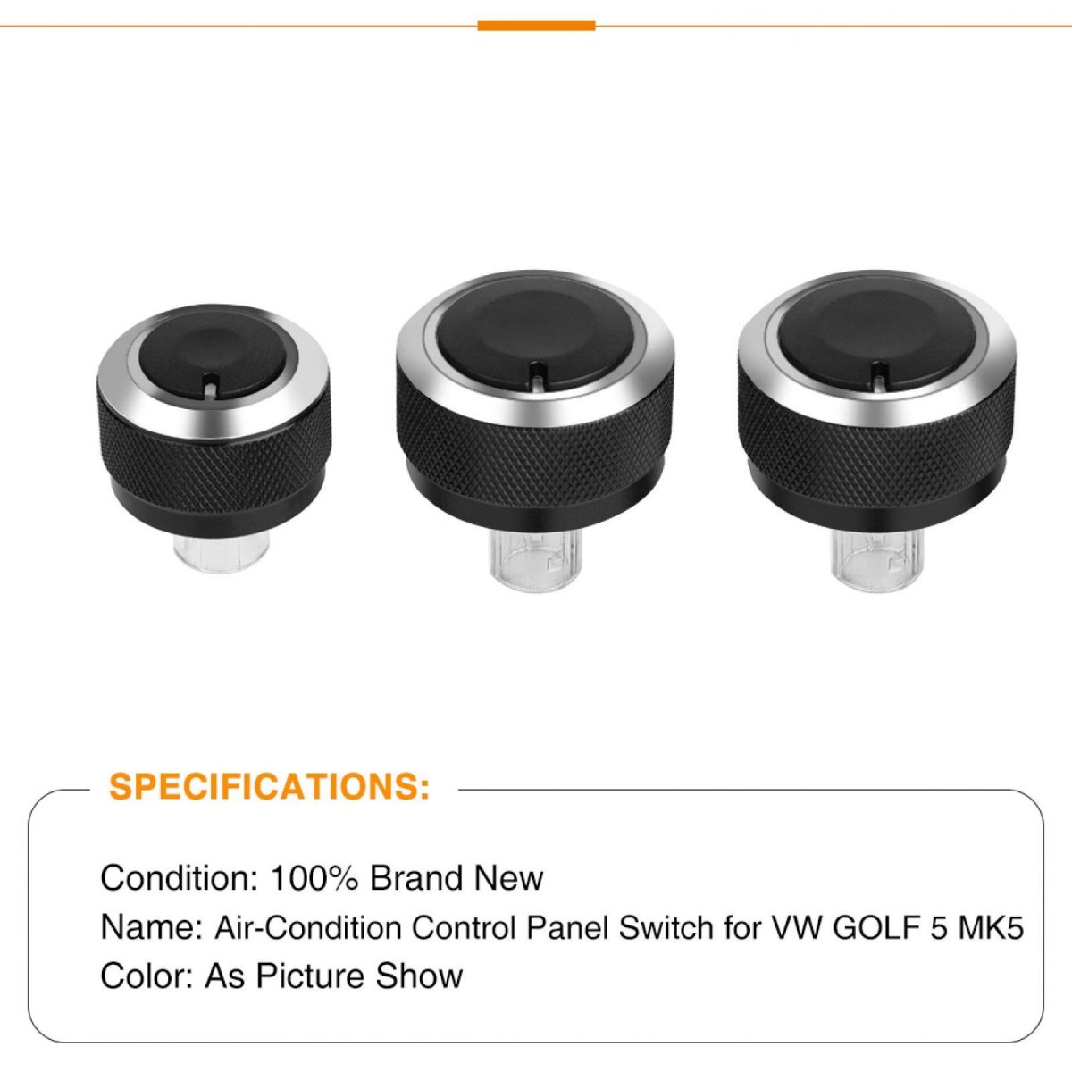 3pcs Temperature Control Knob Car Air Conditioning Heat Switch Center Console Ac Climate Button For Mk5 2005-2009 2005-2010 B6