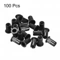 Uxcell M5 Rivet Nuts Carbon Steel Zinc-plated Knurled Flat Head Threaded Insert Nut Black 100pcs