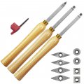 Mini Carbide Tipped Wood Lathe Turning Tools Set Rougher Detailer Finisher With Handle And Diamond Round Square Inserts 3 