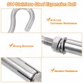 Uxcell 5pcs M6 304 Stainless Steel Expansion Hook Small Open Cup Bolt Screw Concrete For Wall Ceiling Masonry