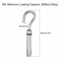 Uxcell 5pcs M6 304 Stainless Steel Expansion Hook Small Open Cup Bolt Screw Concrete For Wall Ceiling Masonry